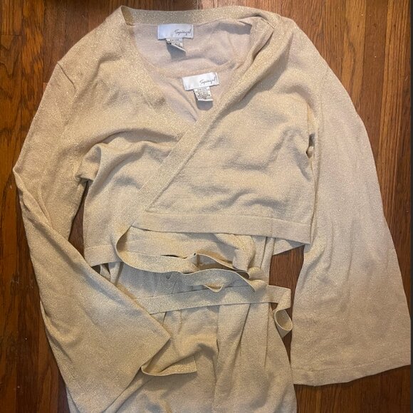 Gold Knit Bell Sleeve Sweater Set - Gold Tank Top - Disco - 2 Piece Set - Shirt - Picture 1 of 5